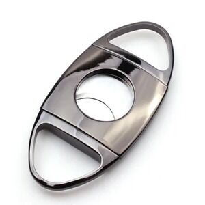 Cigar Cutter Polished Metal - Straight Cut, Double Stainless Steel Blades